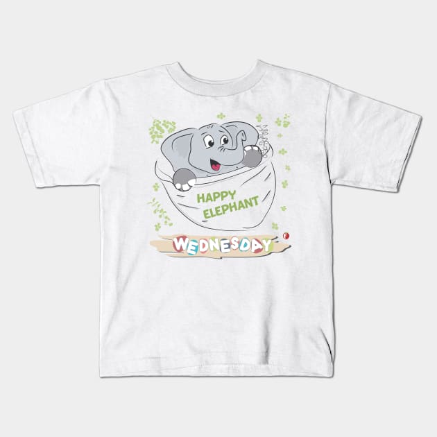 Happy Elephant - Wear it on every Wednesday Kids T-Shirt by fraga-ro